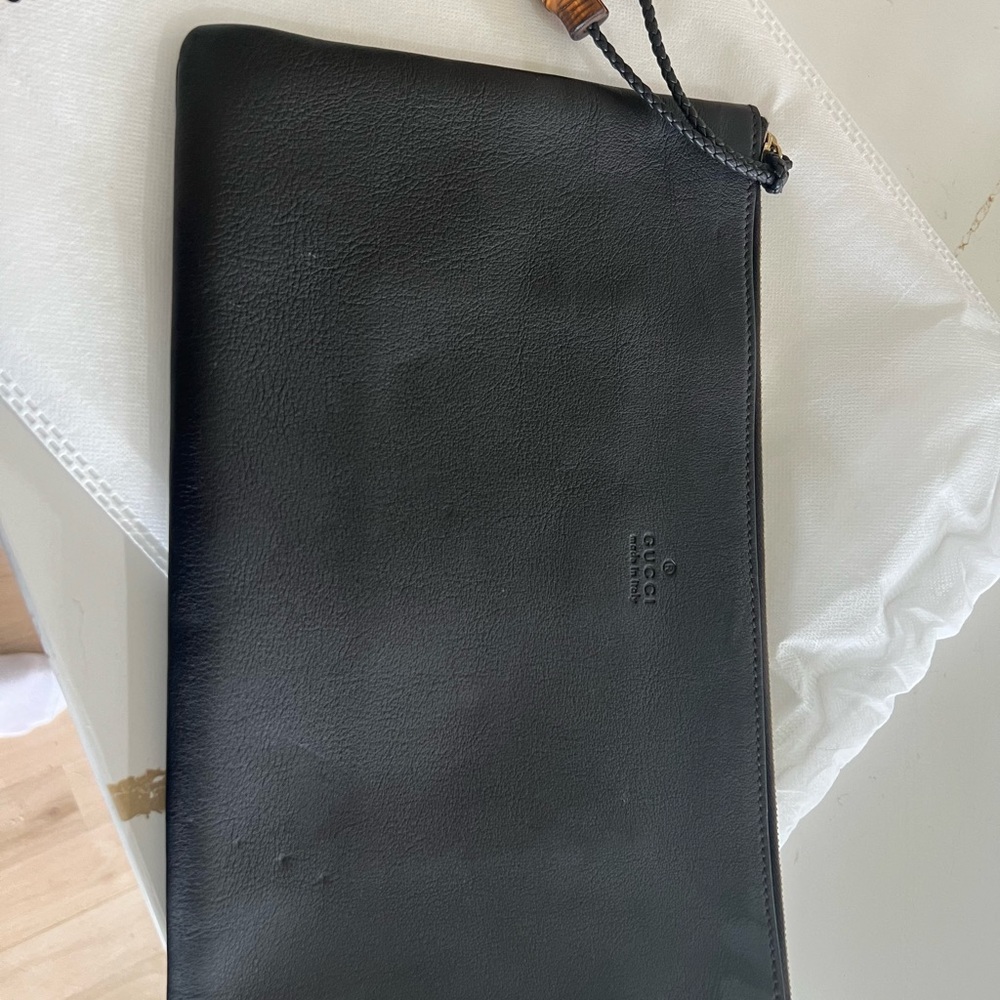 Gucci bamboo leather clutch. Small. Mint condition